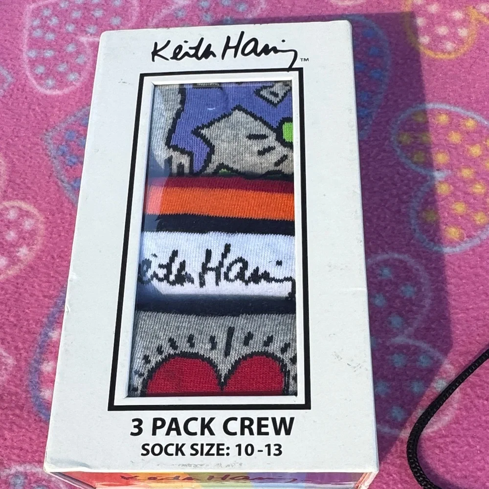 Keith Haring Men's Colorful Crew Socks - 3 Pack - Picture 2 of 3